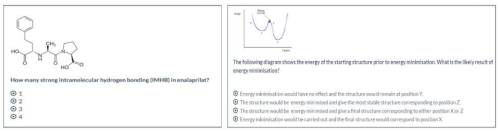 Figure 1: Question samples using a molecular structure and a diagram